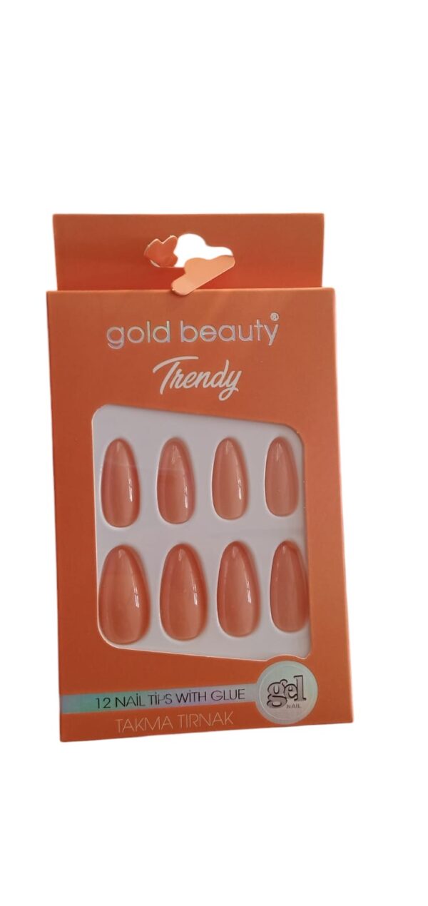 Gold Beauty Trendy Turuncu Takma Tırnak